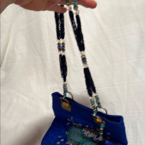 Vibrant Blue and Green Embroidered Crossbody Bag - Picture 7 of 8